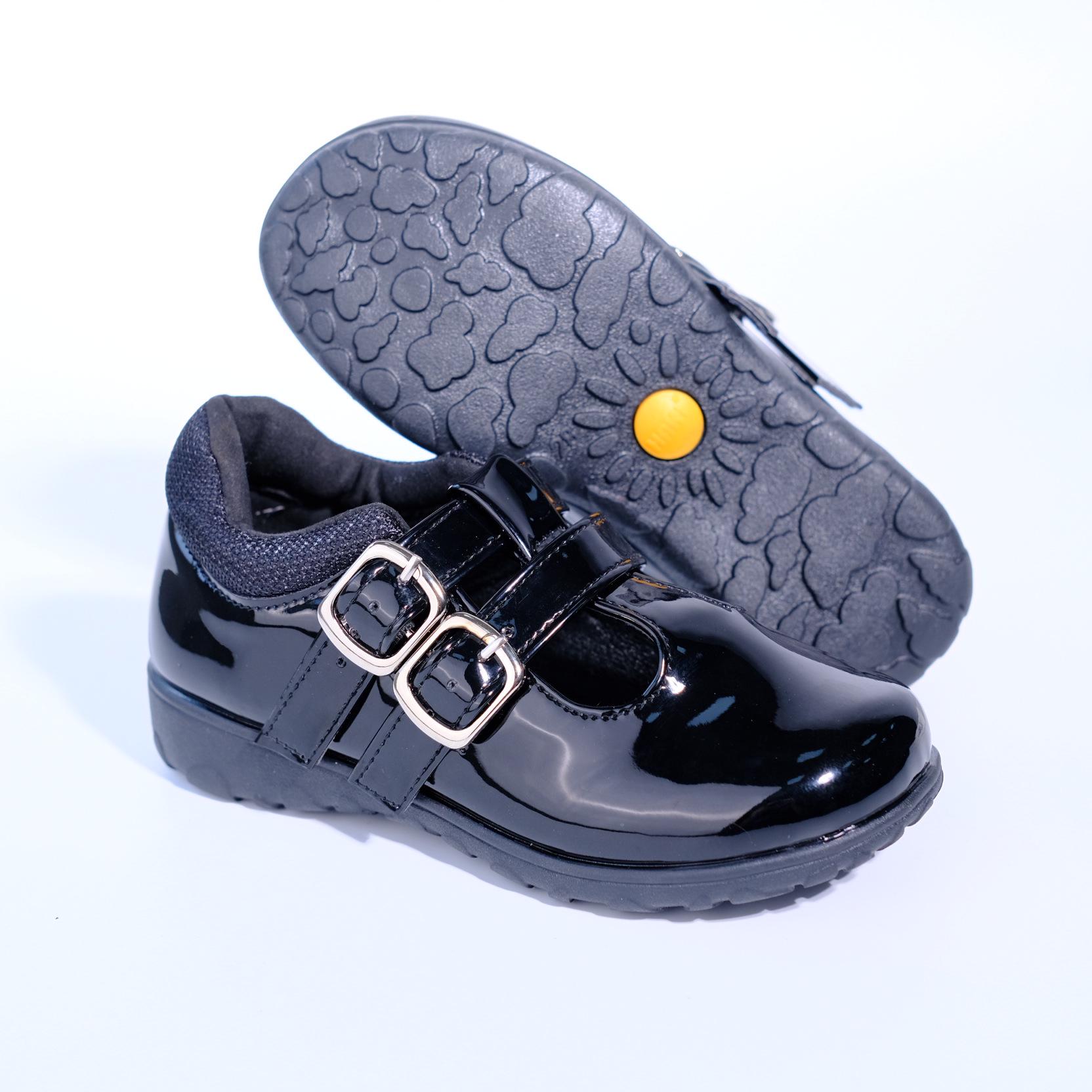 

2025 New Children s Leather School Shoes - Double Buckle PU, Bright Surface, Student Dance Shoes 26