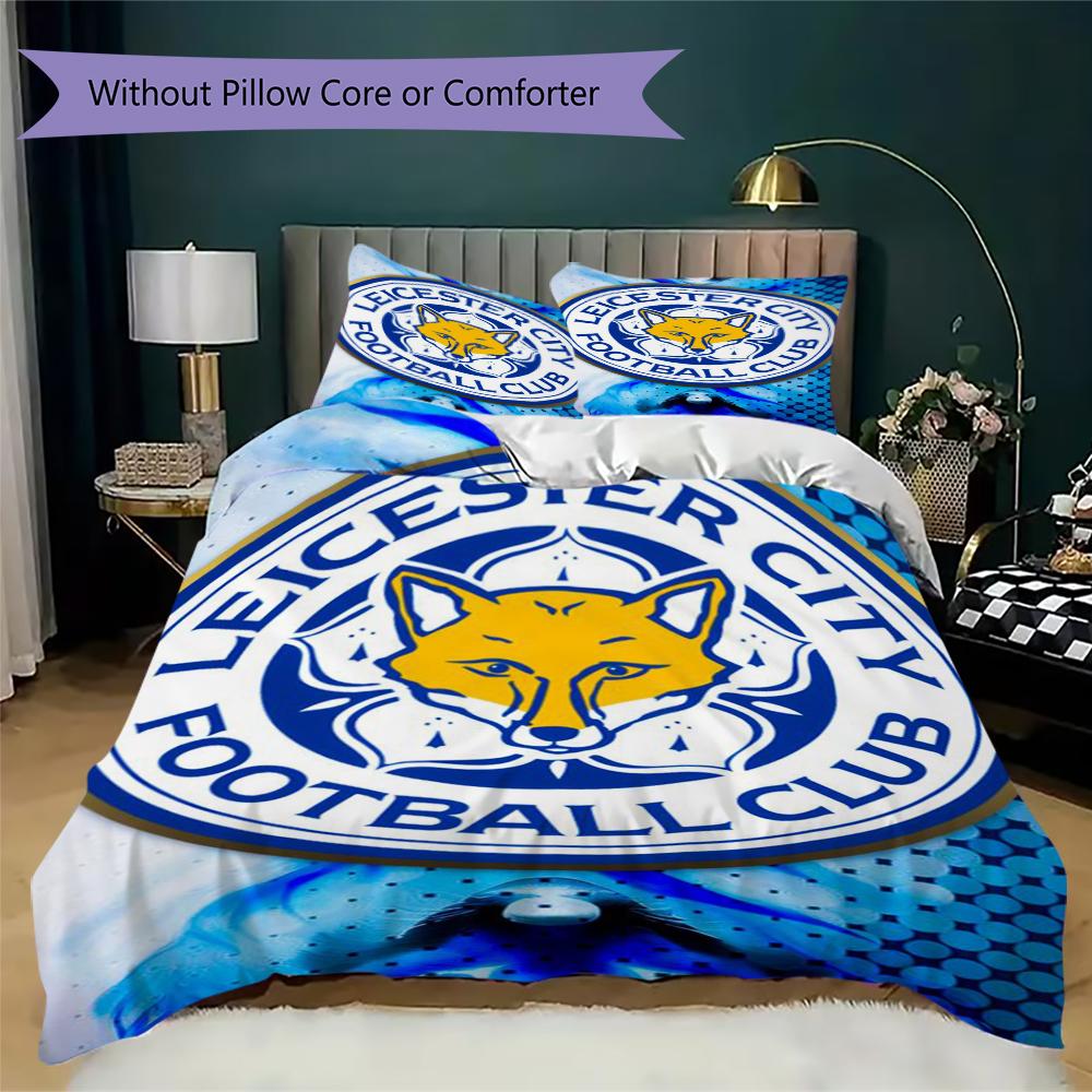 Leicester City Μοτίβο Σετ Κλινοσκεπασμάτων Κουβέρτα Κάλυμμα Μαξιλαροθήκη Διακόσμηση Σπιτιού Δώρο Γενεθλίων (1 * παπλωματοθήκη + 2 * μαξιλαροθήκη χωρίς πυρήνα)70