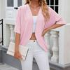 Women's Casual Knitted Cardigan Jacket Fashionable Mid Sleeve Solid Color Spring Summer