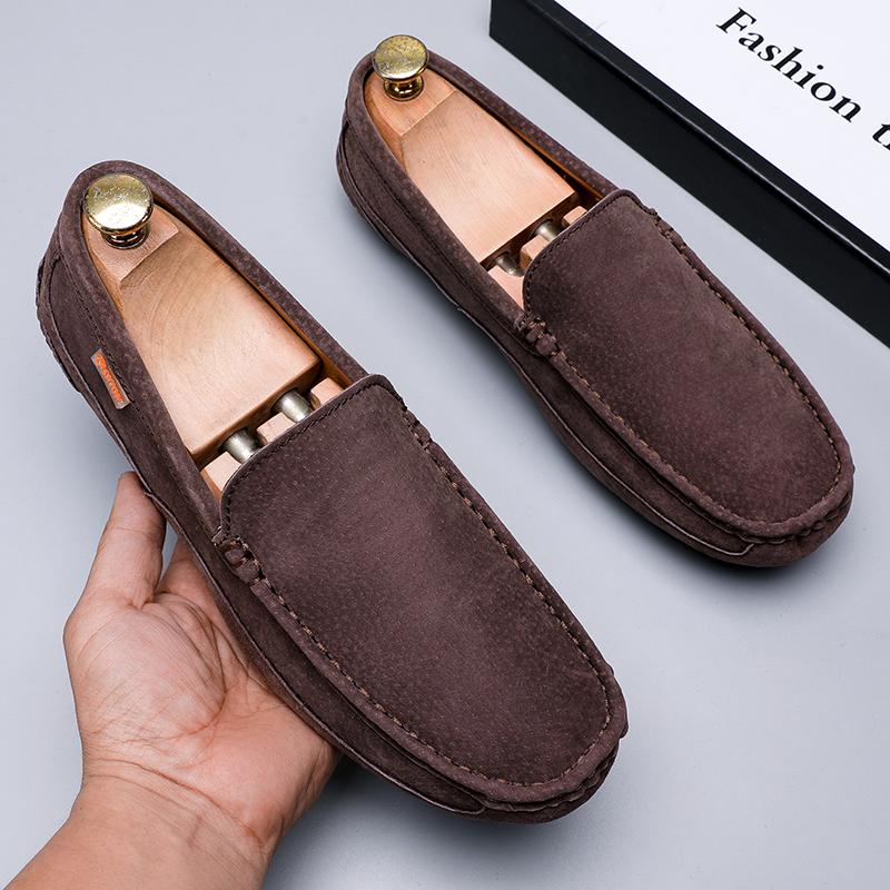 2026 Designer Penny Loafers Men Flats High Quality Soft Suede Leather Flat Shoes Male Casual Driving Shoes Slip On Moccasins