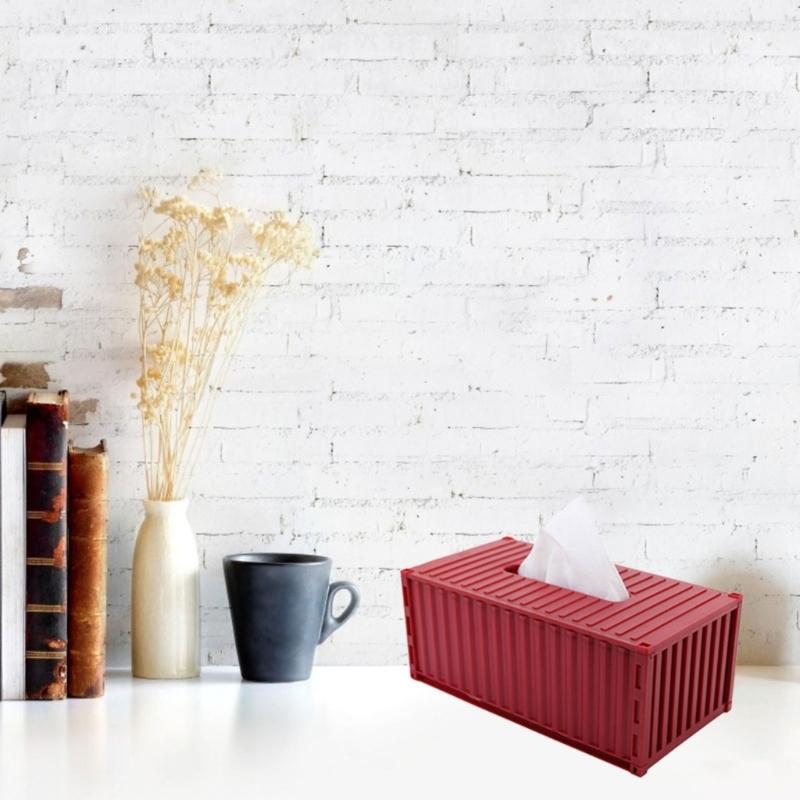 Cargo Container Tissue Dispenser for Kitchen Decorative Plastic Paper Towel Box Colorful Napkin Holder for Dining Table