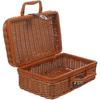 YARNOW Imitation Rattan Suitcase Rattan Picnic Wicker Picnic Basket Storage Basket with Lid Woven Basket with Lid Hand Decor Make Up Clothes