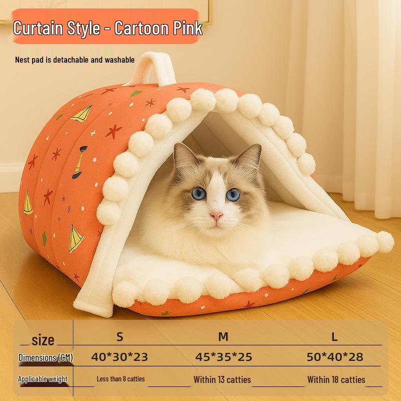 Cute Caterpillar Cat Bed Warm Sofa for Small Pets - Ideal for Autumn/Winter