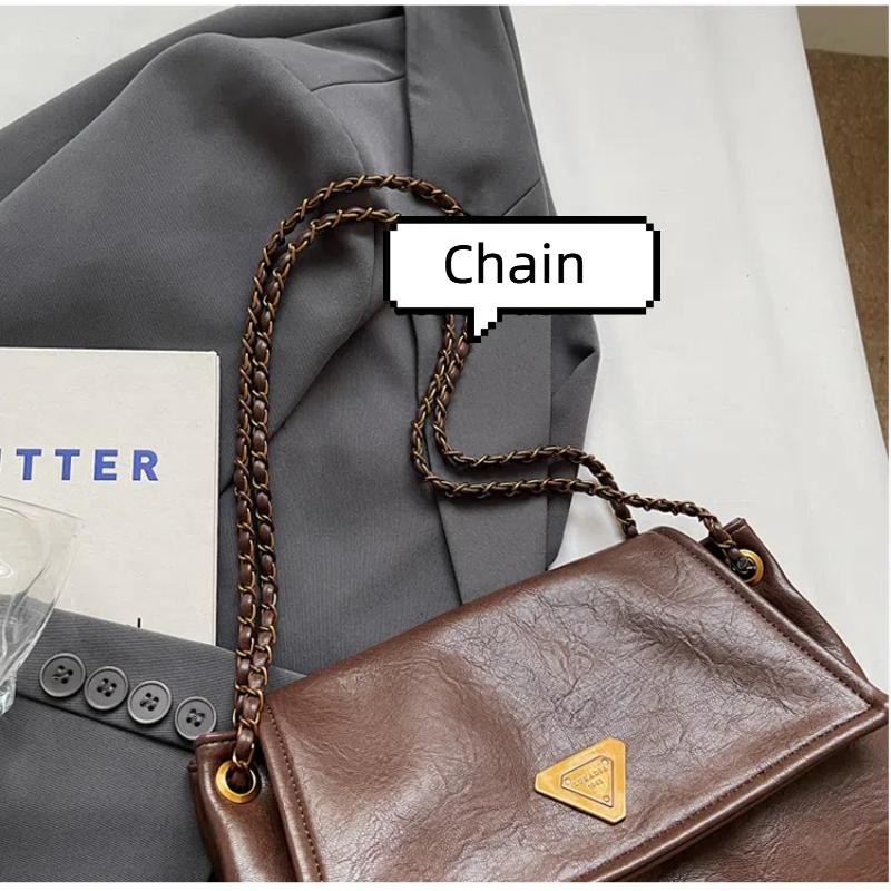 2025 Vintage PU Leather Women Crossbody Shoulder Bag - Spacious Underarm Purse with Chain, Office To Evening Clutch Purse Bag