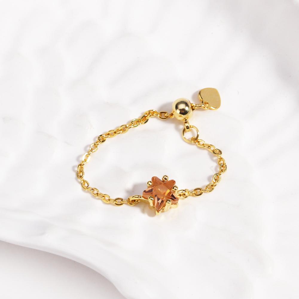 High Quality Adjustable Colored Zircon Star Pull-out Chain Rings For Women Fashion New Jewelry Gift Party Wedding Anillos Mujer