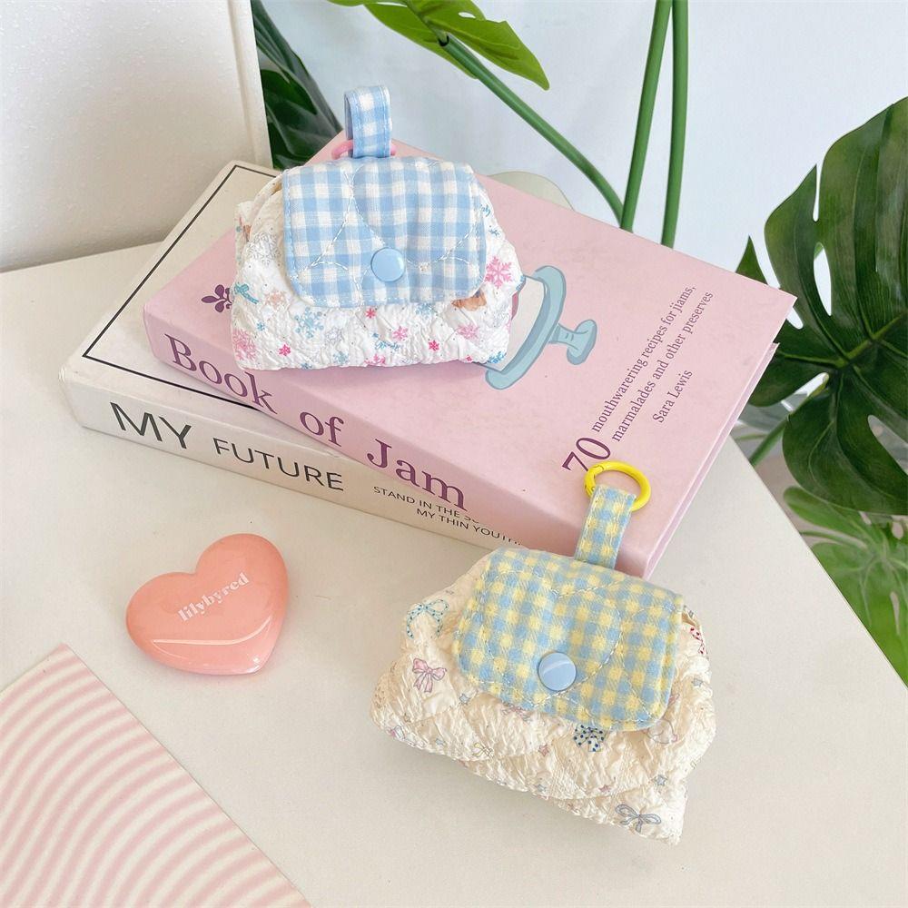 1pc Multi-Function Quilted Makeup Bag Mini Portable Cosmetic Bag Snap Closure Small Storage Bag Travel