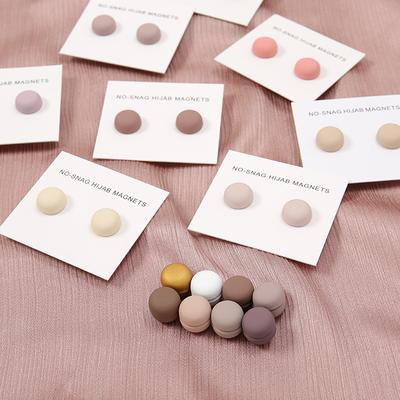 Fashion Matte Silk Scarf Hijab Magnetic Brooch Hijab Round Clip For Women Shawl Muslim Strong Magnetic Button Turban Accessories