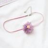 Purple Floral Ribbon Bow Pendant Necklace - Fairy Style Choker for Women