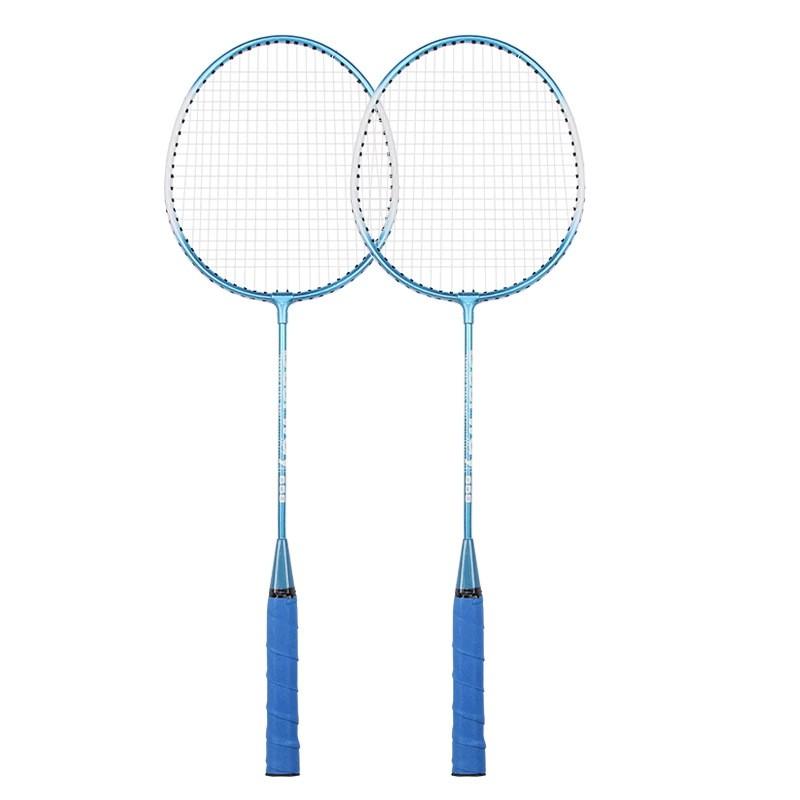 Lightweight Iron Alloy Badminton Racket Set Beginners Adults Kids Training Pink Blue Options