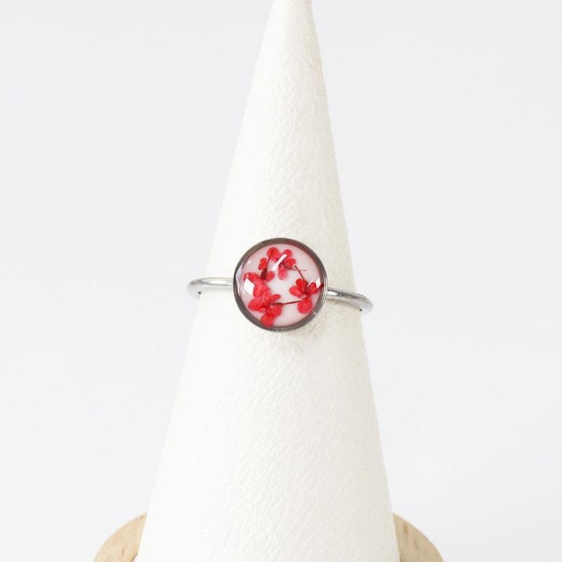 Stainless Steel Dried Flower Round Rings For Women Eternal Flower Open Finger Ring Jewelry Wedding Band Gift Wholesale New