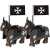 Medieval Military Castle Knight Building Blocks Riding Horse Wolf Bear Animal Vest Weapon Flag Saddle Dragon Toy Brick Gift K024
