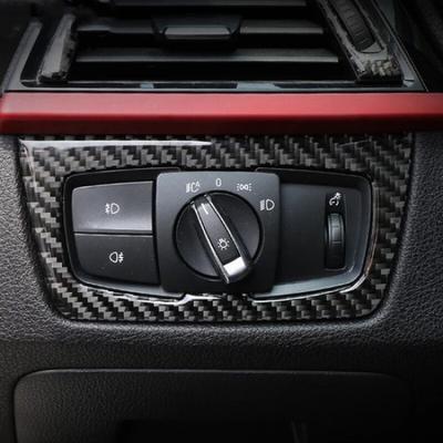 Luxury Carbon Fiber Headlight Switch Interior Trim Sticker For BMW 3 4 F30 F34