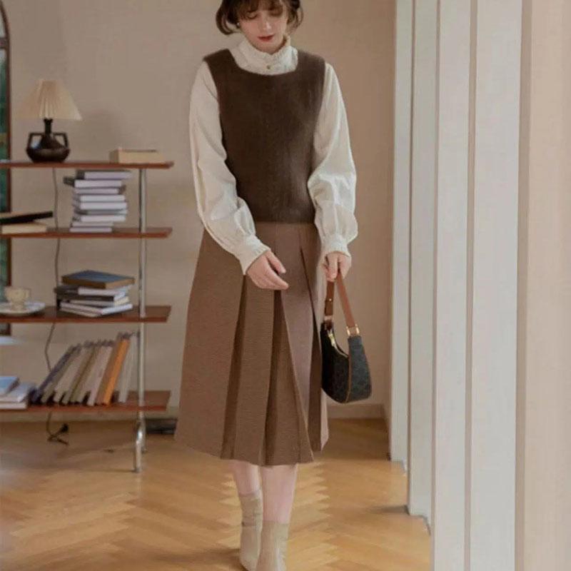 Square Collar Sweater Vest Ladies French Vintage Twisted Knitted Vests Women Autumn Winter Casual Slim Pullovers Vests