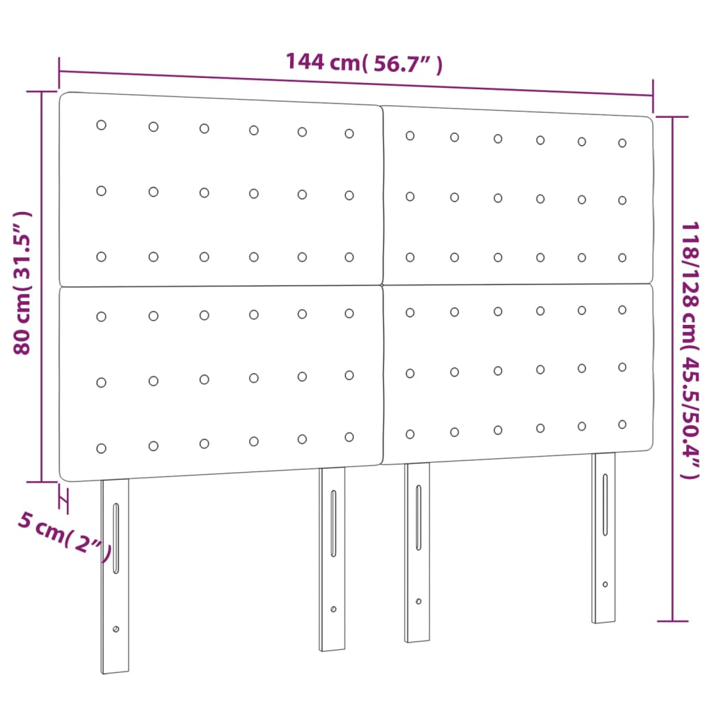 Vidaxl Headboards, 4 Pcs, Light Grey, 72X5X78/88 Cm, Fabric