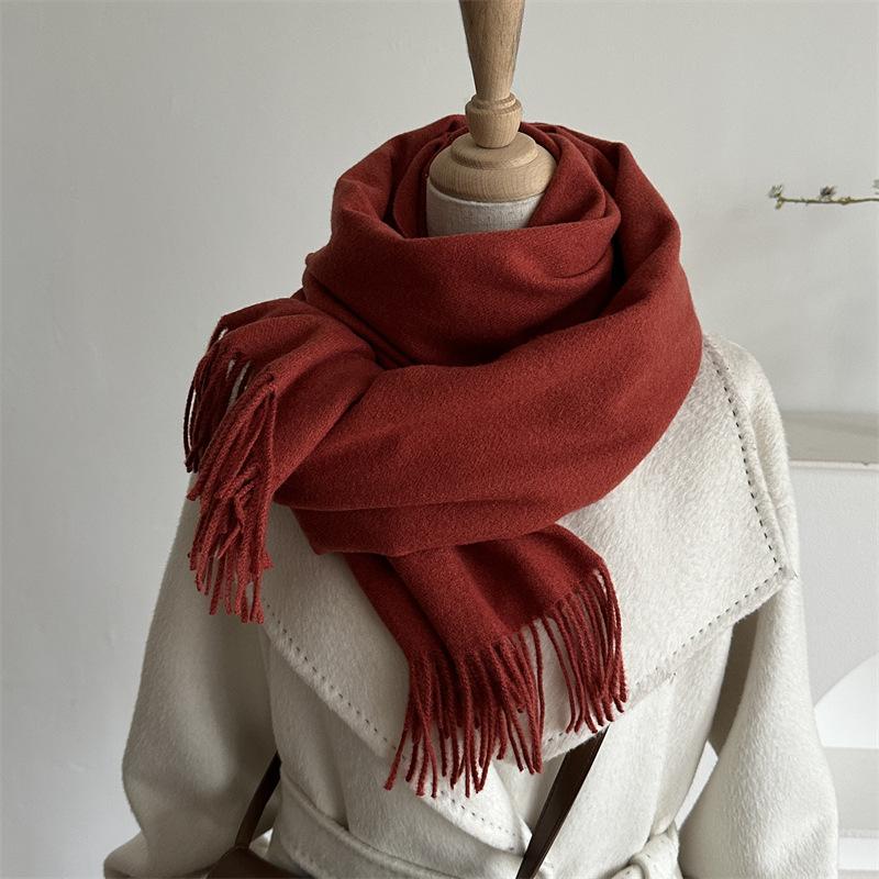 Autumn And Winter  Cashmere Scarf For Women, Solid Color Warm Shawl, Fashion Tassel Scarf, Versatile Scarf