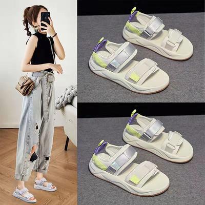 Sportsandalen Damen Sommer 2025 Neue vielseitige Mode flache Sportsandalen Klettverschluss Strandschuhe Damen Flut