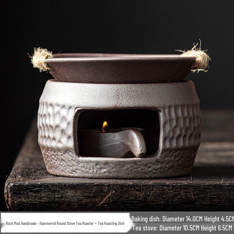 Handmade Ceramic Tea Set with Candle Warmer and Roasting Stove