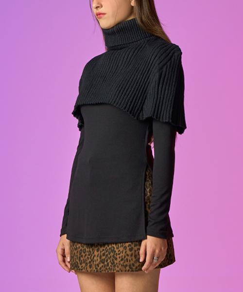 KOLEAT [Turtleneck Ver.] Winter Warm Knit Neck Balaclava Scarf [Black]