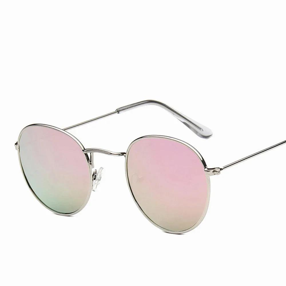 Pink Metal Small Round Sun Glasses Woman Vintage Travel Classic Sun Glasses Female Fashion Retro Lunette De Soleil Femme