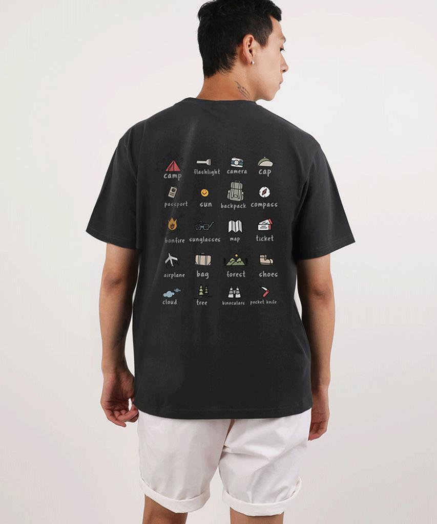 Embeullug Premium Cotton Spandex Round Short Sleeve T-Shirt For Camping Trip (5 Colors) (Type B)