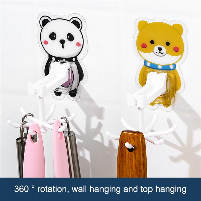 1/2PCS Rotary Hook Strong Self Adhesive Hooks Kitchen Accessories Multifunctional 6 Claw Key Holder Sticking Hook