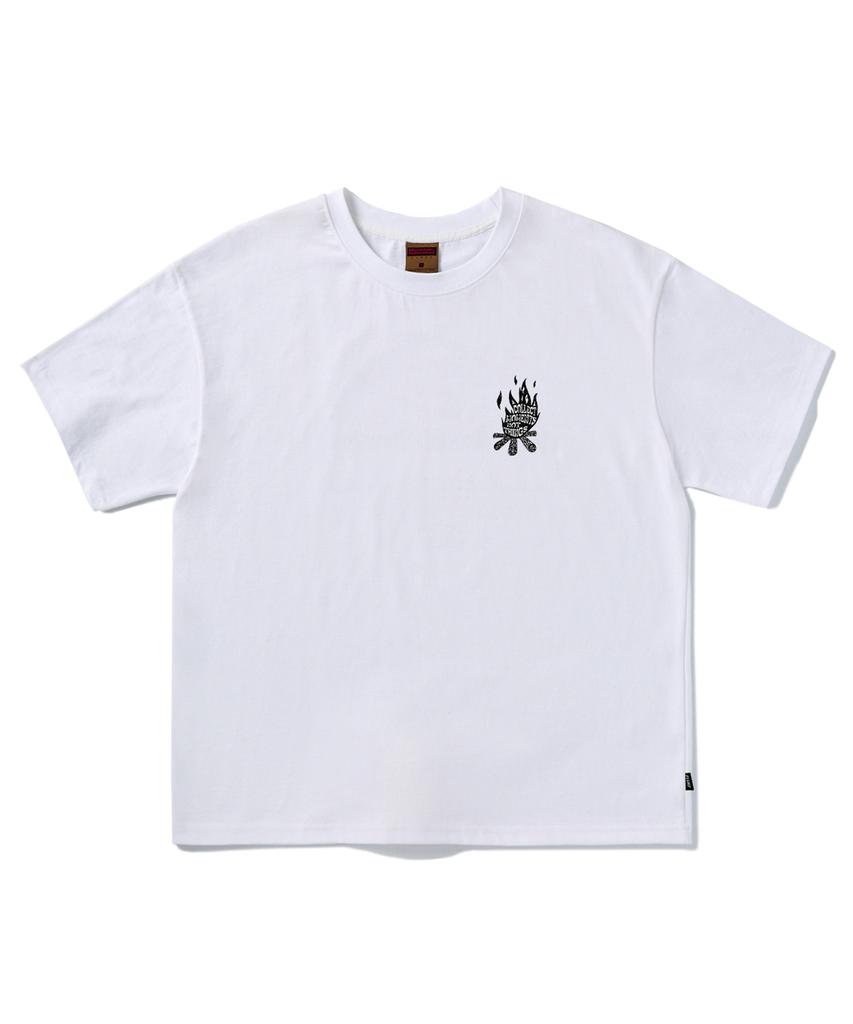 Peullukeu Camp Message Pigment Short Sleeve T-Shirt White Fst737