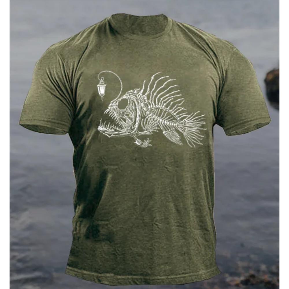 Summer Round Neck 3D Print Fish Pattern Top Fashionable Casual Short Sleeved Men's T-shirts