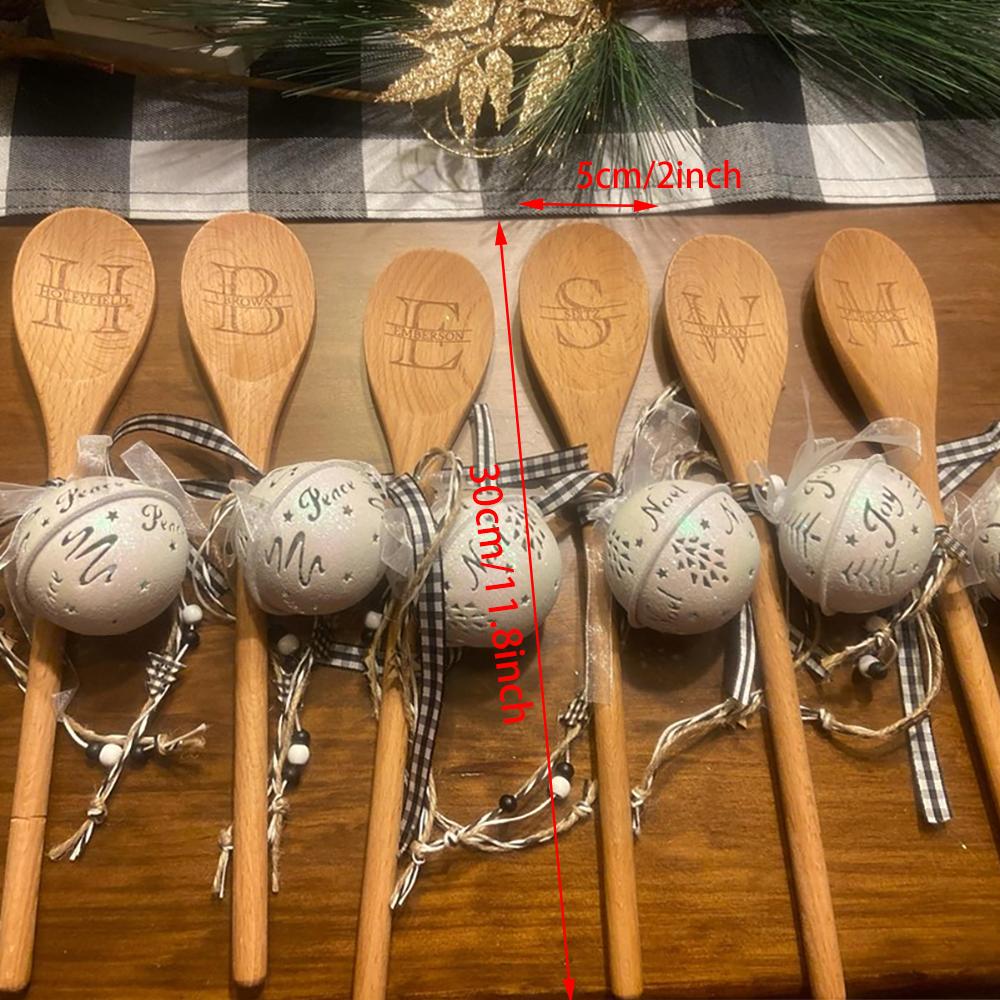 Custom Engraved Wooden Spoon Initial and Name Kitchen Mixing Stirring Spoon Birthday Housewarming Cooking Kitchen Decor Supplies