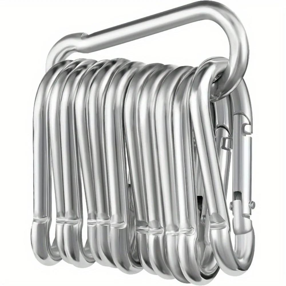 12 Parça Paslanmaz Çelik Karabina Seti, 6x60mm, 180kg Yük Kapasitesi, Paslanmaya Dayanıklı Galvanizli, Çok Amaçlı Dış Mekan Aktiviteleri İçin