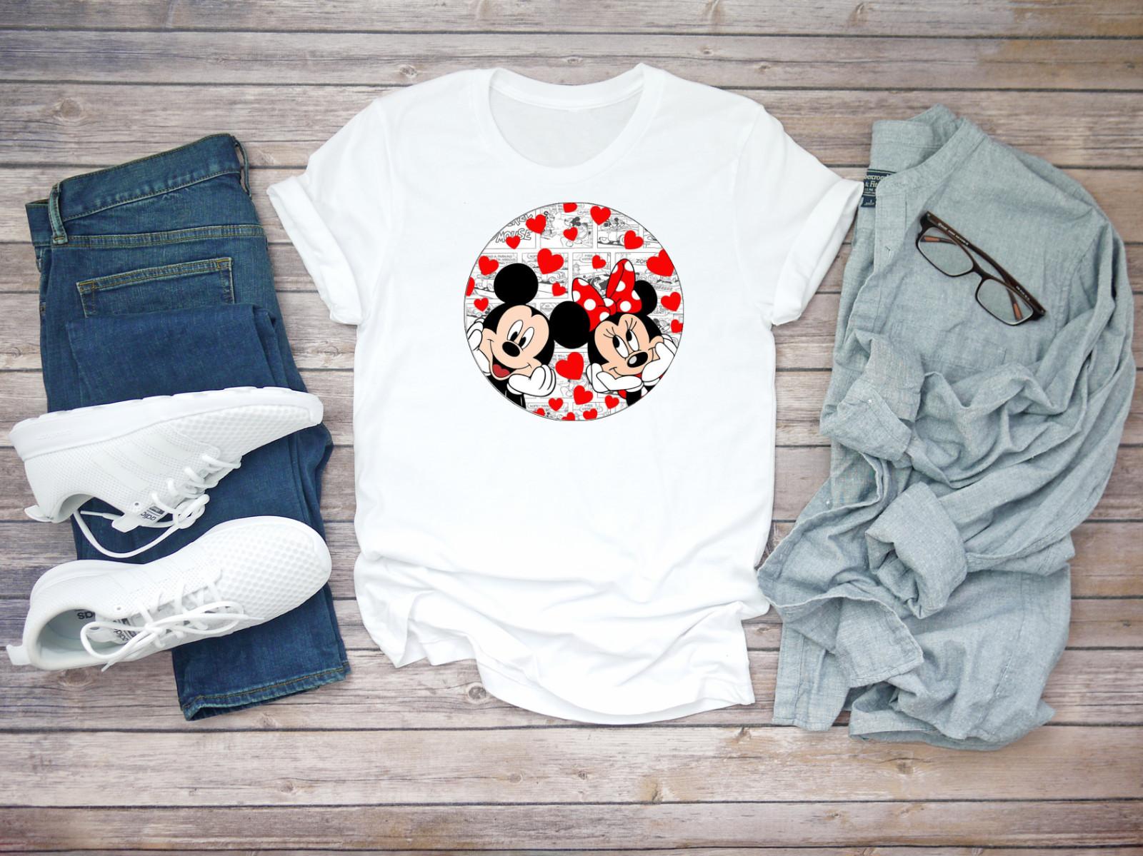 Mickey Mouse and Minnie Mouse Love Short Sleeve Men T-shirt F271 S