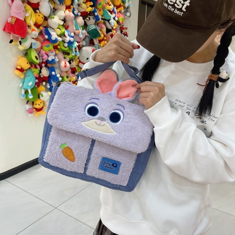 Hopps Judy Lotso Nick Wilde Plush Cartoon Shoulder Bag With Inner Storage