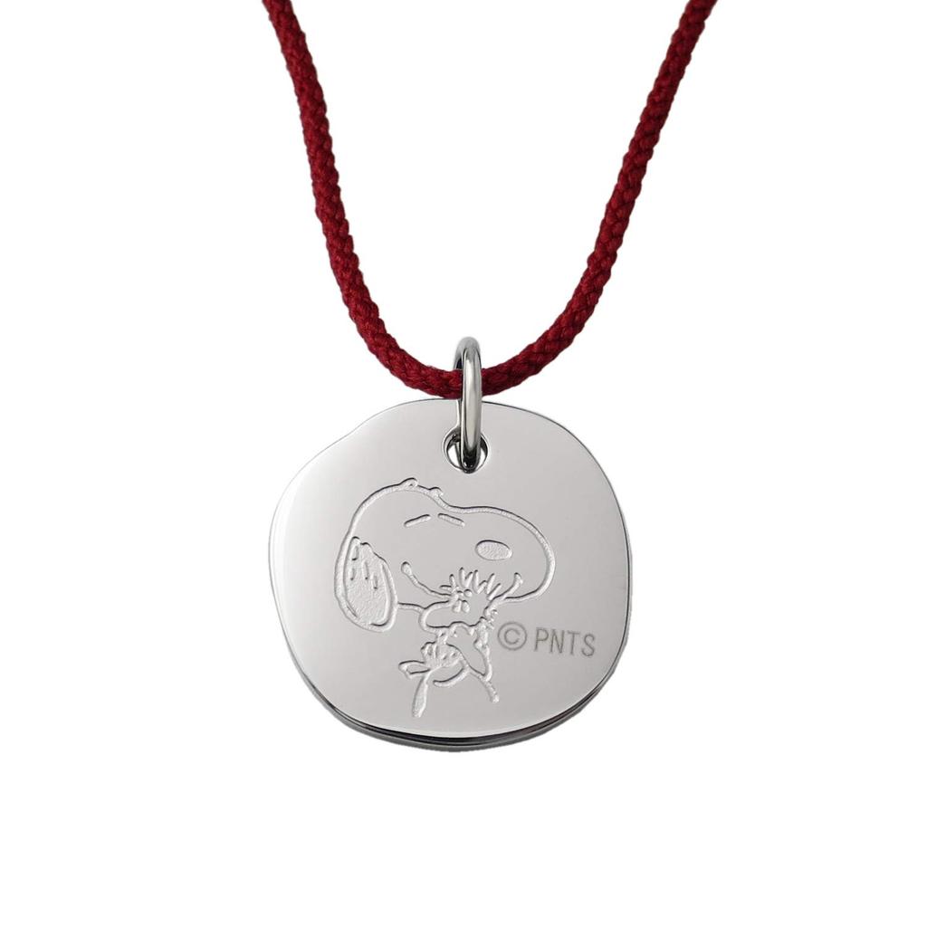 Snoopy PEANUTS x Phiten 4-Piece Circle Plate Stainless Steel Necklace (Code Red) Official Merchandise