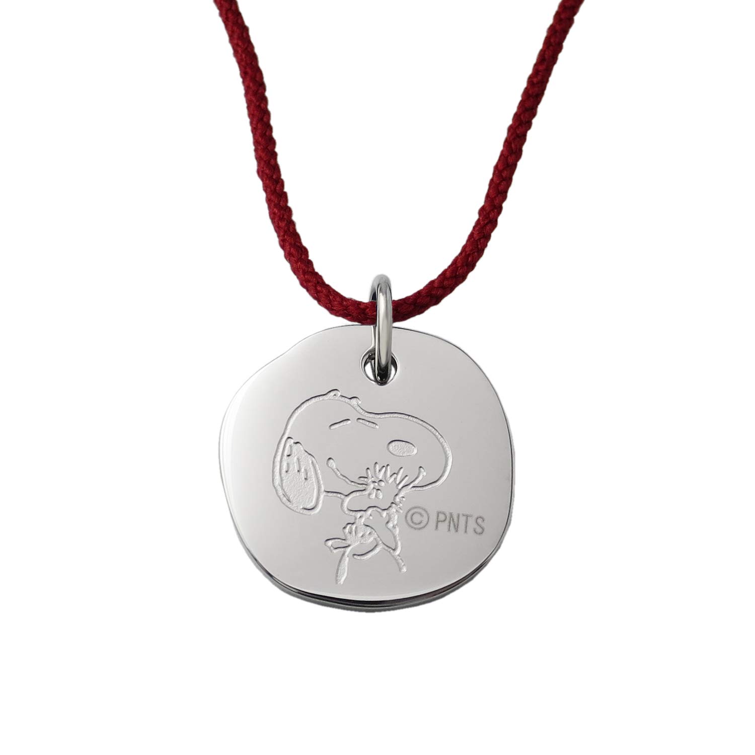 

PEANUTS x Phiten 4 Types Circle Plate намисто з нержавіючої сталі офіційні товари [Snoopy] (Код Червоний) срібний