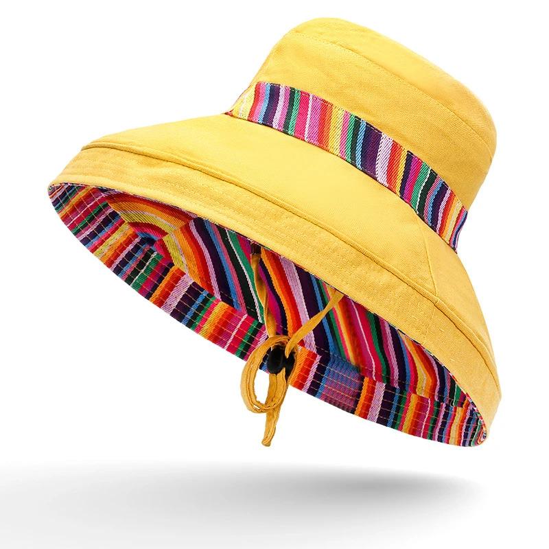 New Unisex Sun Hats Women Summer Double Side Bucket Hat Girl Pure Color Panama Fedoras Outdoor Fisherman Hat Visor Basin Cap