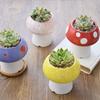 European Ceramic Mushroom Vase Succulent Plant Pot Desktop Green Plant Potted Decor for Living Room and Office Small Ornament