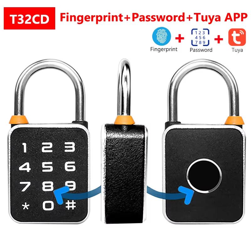Tuya Smart Padlock Fingerprint Password 3 In 1 Electric Biometric Lock Waterproof Keyless Mini Smart Locks Anti-theft Padlocks