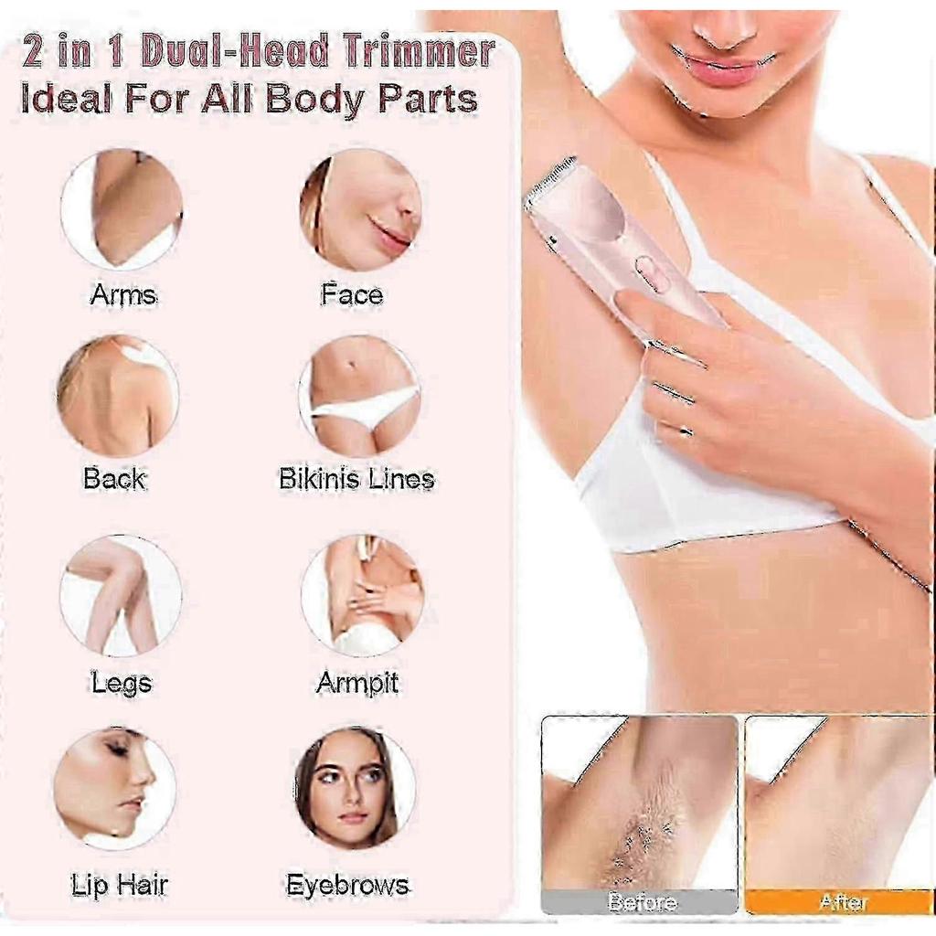 Dermave Bikini-Rasierer, Doppelkopf-Rasierer für Frauen, 2-in-1 Nass-Trocken Elektrischer Bikini-Trimmer für Frauen
