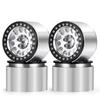 TRZX 4pcs Aluminum Beadlock Rims, 2.2" Wheels, RC Rim Hubs, 45mm, for 110 RC Crawler Axles: SCX10 (90046), TRX4, Wraith (90048), RR10 (Silver + Black)
