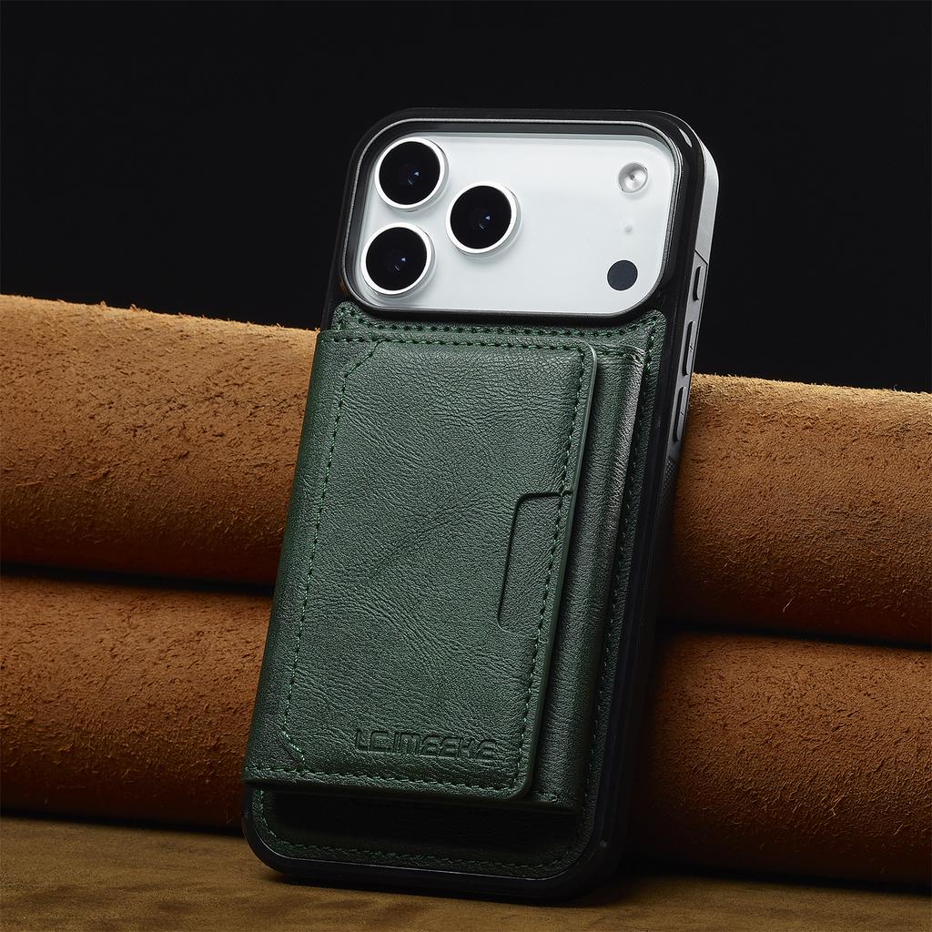 LC.IMEEKE L5 For iPhone 17 Pro Max Magnetic Phone Case Leather Back Cover with Detachable Card Holder