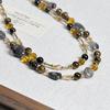 Maillard-Style Tiger Eye & Black Tourmaline Irregular Beaded Necklace for Women