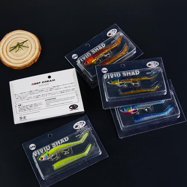 REEF DREAM Barschköder Vibration Jigkopf Shad Wurm 15g 24g 5-Farben-Set Scholle Barsch Zackenbarsch Blaufish