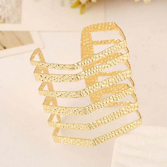Hot Fashion Unisex Geometric Hollow Out Gold Silver Bangle Punk Cuff Warped Bracelet