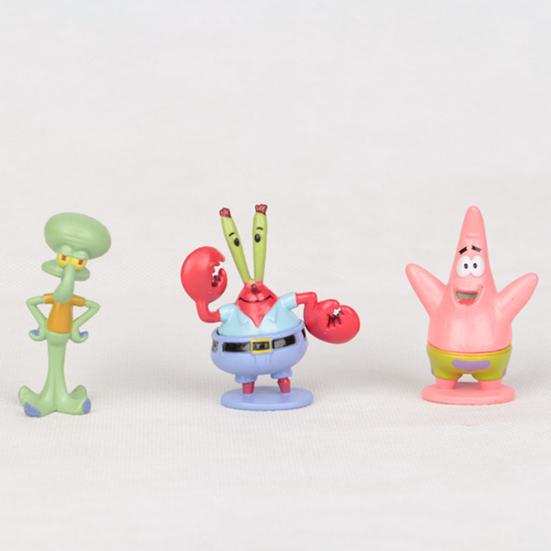 6Pcs/Set Cute Anime Figure SpongeBob Model Dolls Ornaments Home Decoration Gift