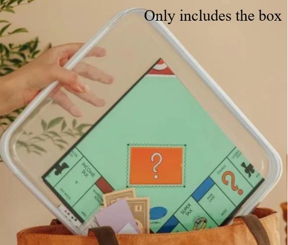 1pc Large Clear Hard Shell Storage Box with Zipper Closure - Durable Plastic Board Game Organizer, Suitable for Games, Puzzles