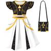 Kids Children Girls Anime Movie POP Singer Super Star Printed Pleat Ruffle Sleeves Party Dress Halloween Cosplay Costumes