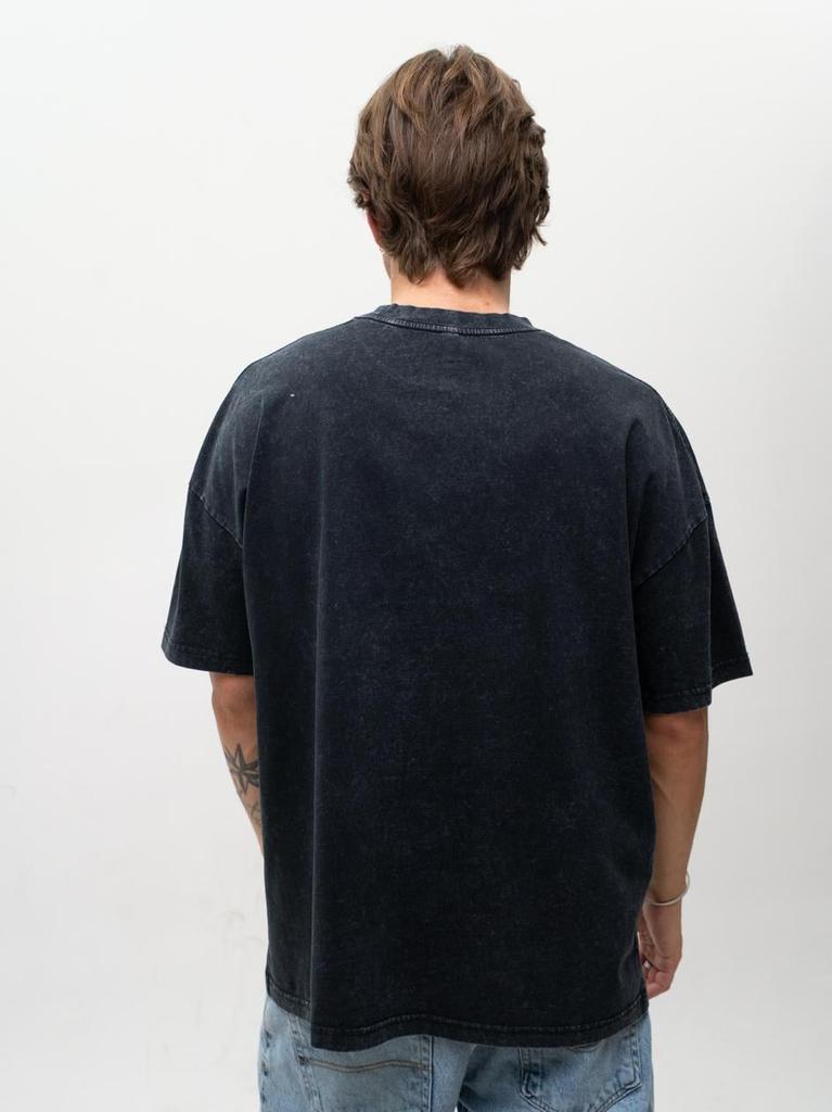 Jigga Wear Mini Crown Men's Oversized Short Sleeve T-Shirt Black Washed L