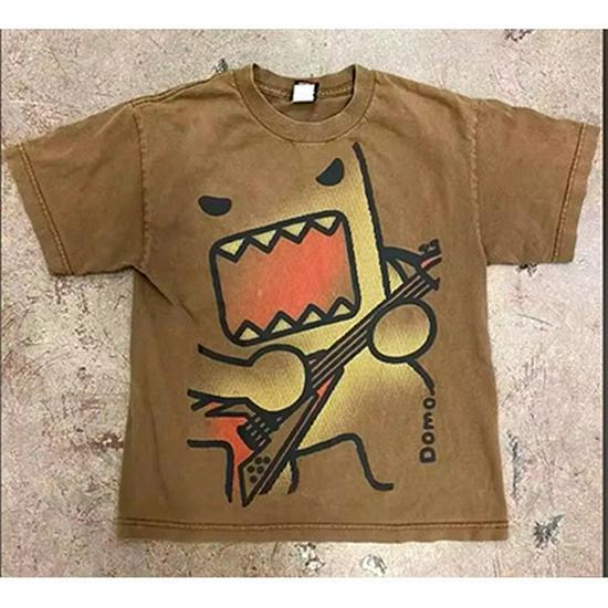Domo Kawaii Y2K Retro Print Plus Size Men's Streetwear Cotton T-shirt