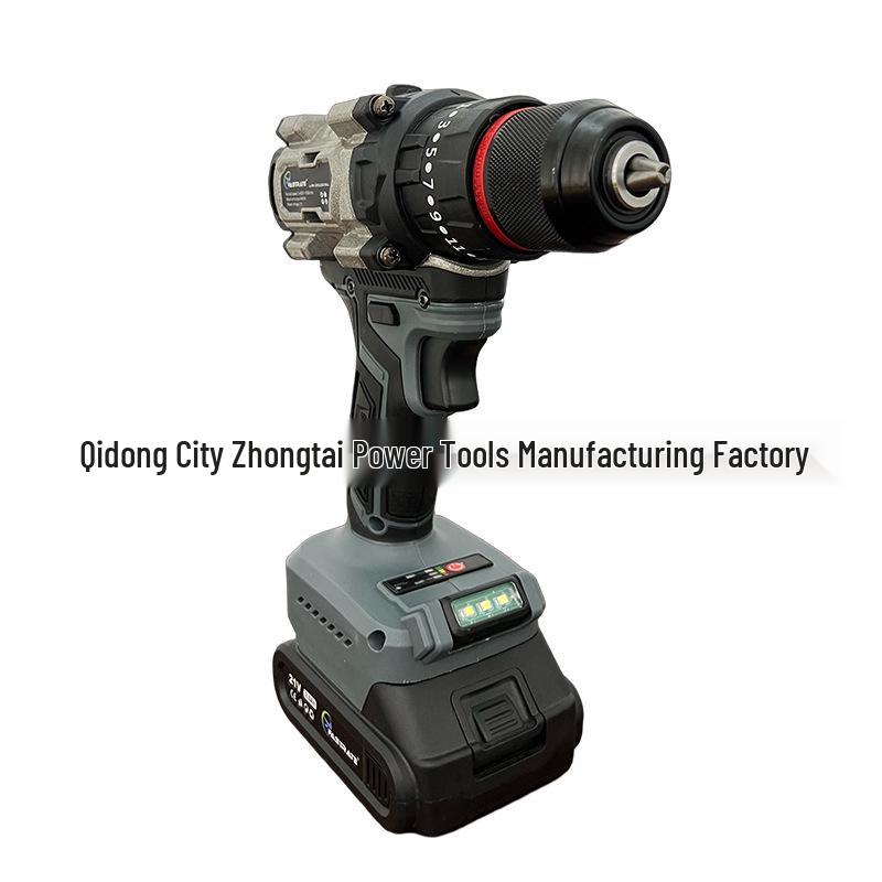 Gray Brushless Lithium Battery Impact Drill & Electric Screwdriver for Home Repair