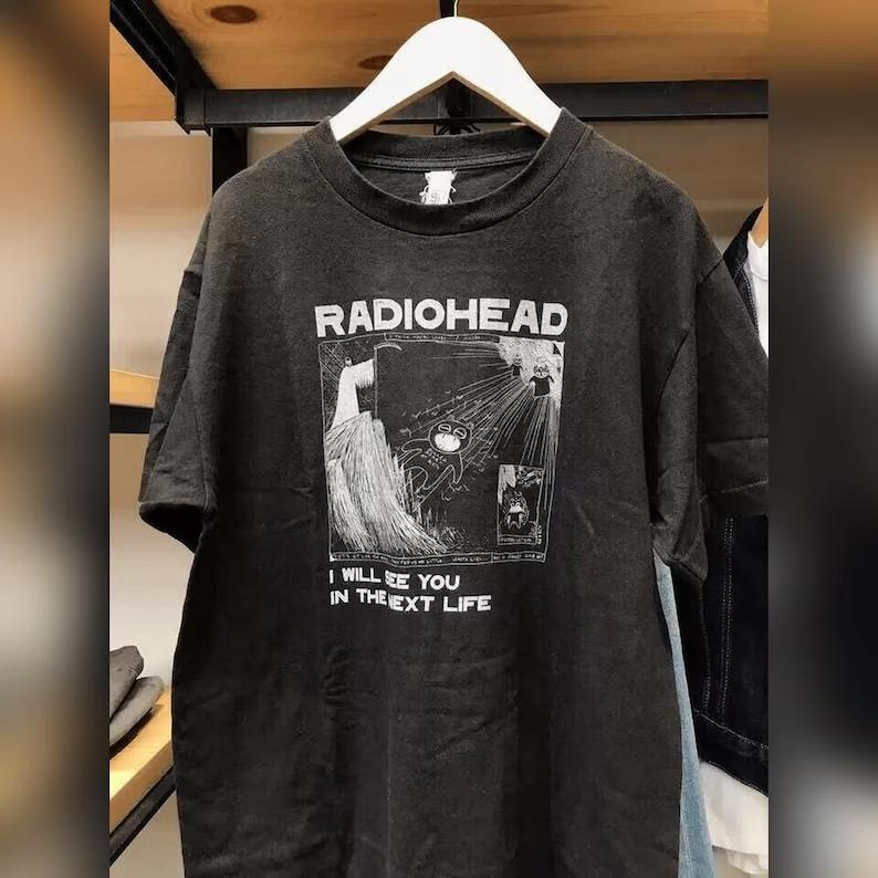 Vintage Radiohead Tour T-Shirt Black Cotton Music Tee AN67690 M