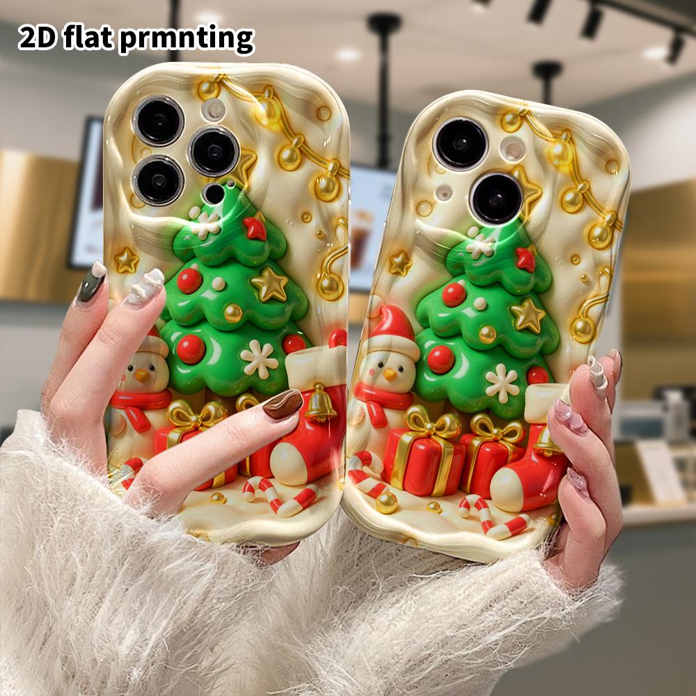 Phone Case: 2D Flat Design, Fits iPhone 18 17 16 15 14 13 Pro, Creamy Christmas Tree, Perfect Holiday Gift for Christmas and Halloween